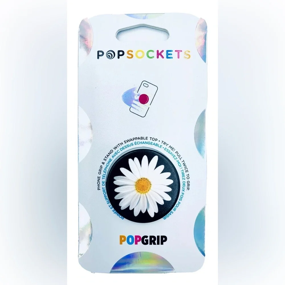 PopSocket PopGrip Daisy Phone Grip - White & Yellow on Black